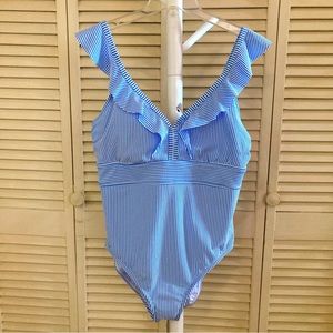 NWT Time and Tru Bathing Suit, Polyester/Nylon/Spandex,Blue/White, Size XL 16-18